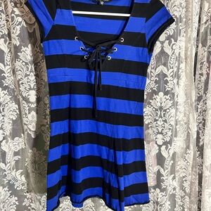 Current Mood Blue and Black Striped Top